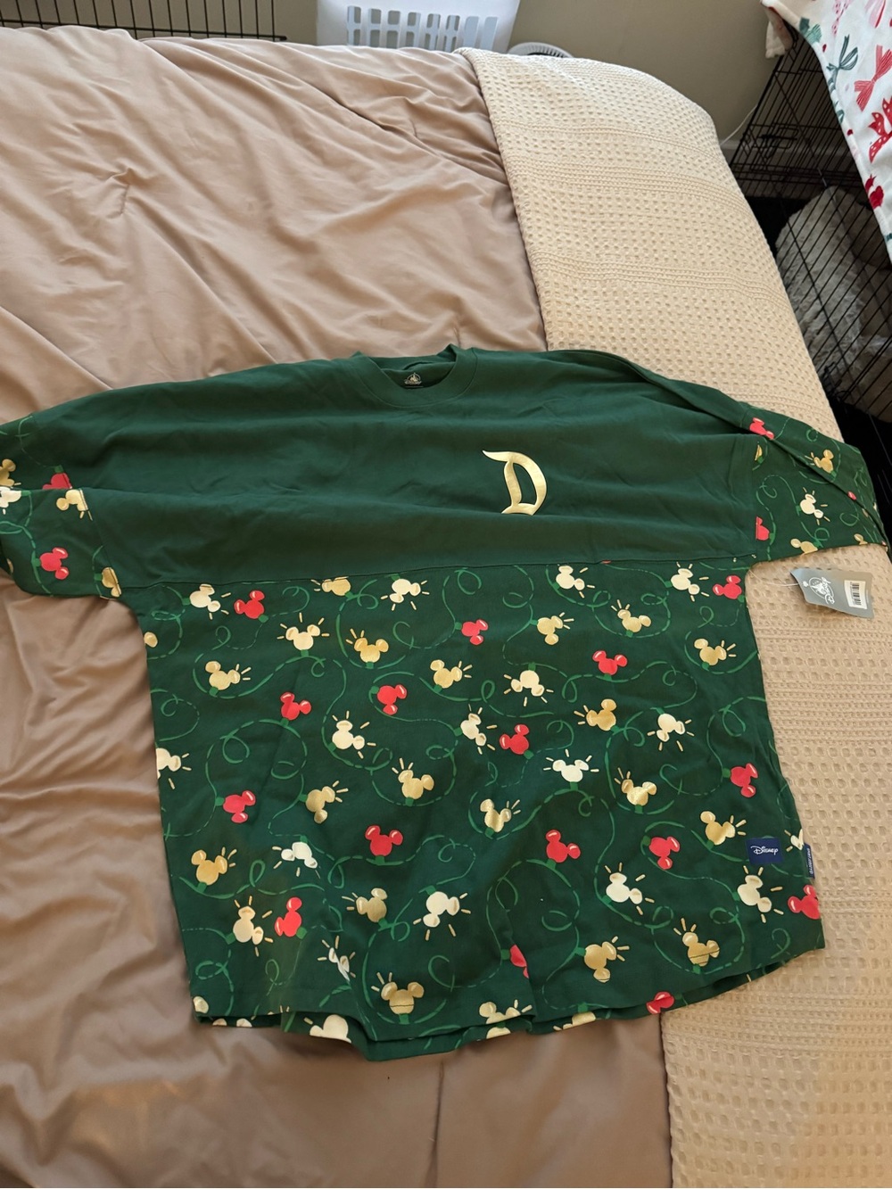 Disney Green Long Sleeve Mickey Pattern Pullover